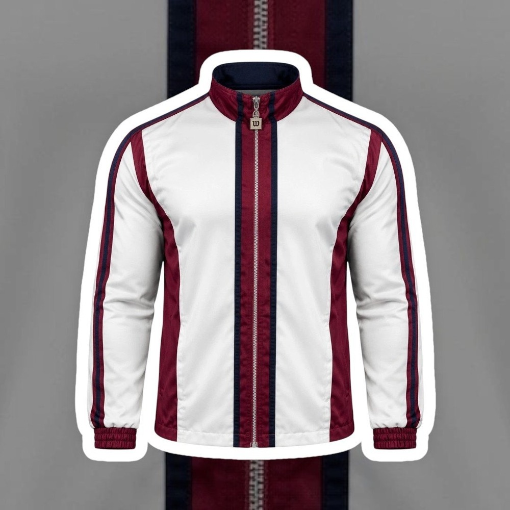 Wilson Vintage Colorblock Windbreaker Jacket Medium Red White Blue Full Zip 0230